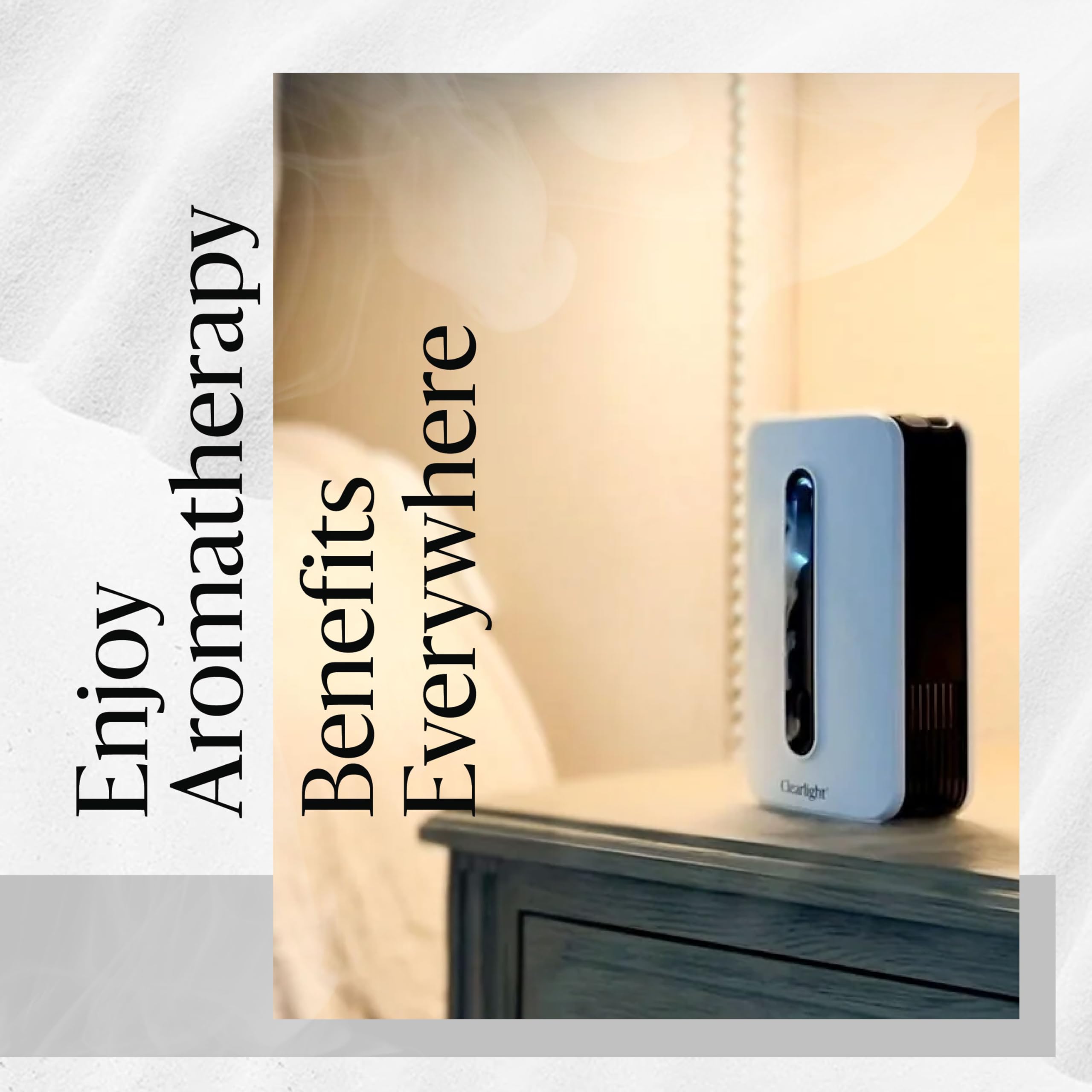 Difusor Clearlight compacto, perfecto para mesas y escritorios.
