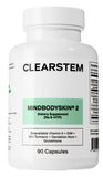 Cápsulas CLEARSTEM MINDBODYSKIN visibles para equilibrio hormonal y piel clara.