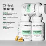 Sección de ingredientes CLEARSTEM MINDBODYSKIN destacando DIM y antioxidantes.