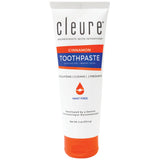 Pasta Cleure canela frente al tubo: limpieza suave para dientes sensibles