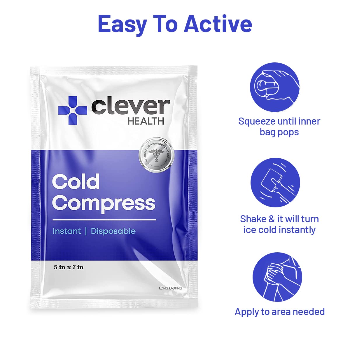 Clever Paquetes Fríos Instantáneos, aplicado en zona lesionada para alivio temporal