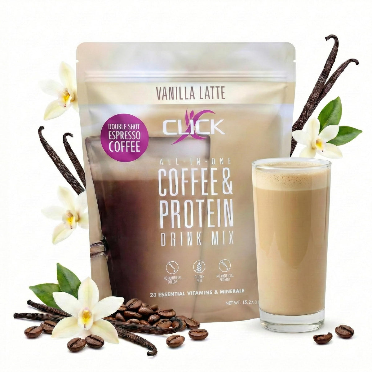 Click café-proteína doble-shot: energía y proteína para empezar el día.