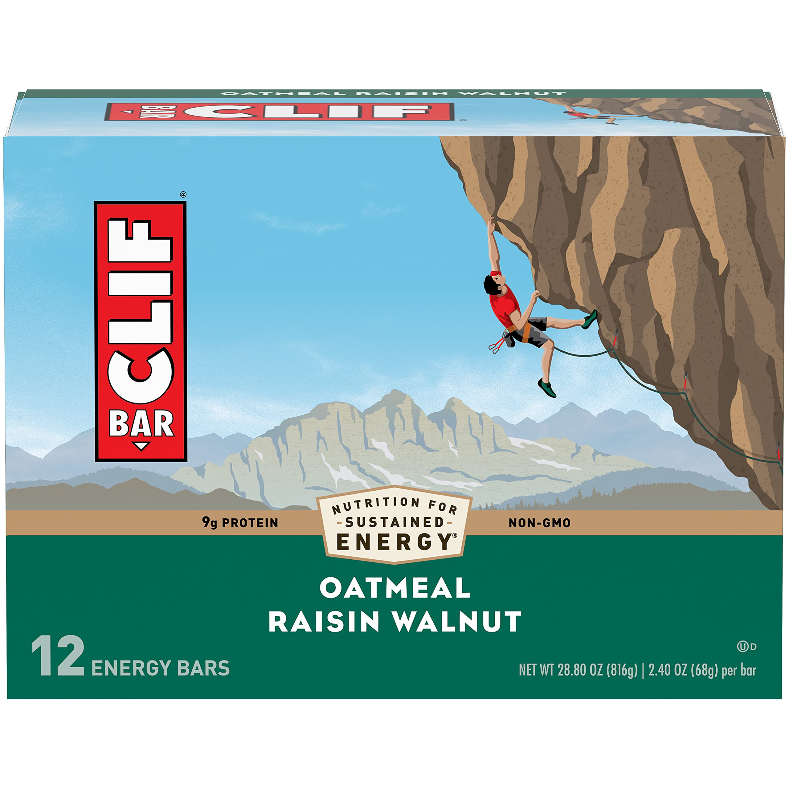CLIF Bar barrita energia avena-pasas-nueces, snack perfecto para entrenamientos.