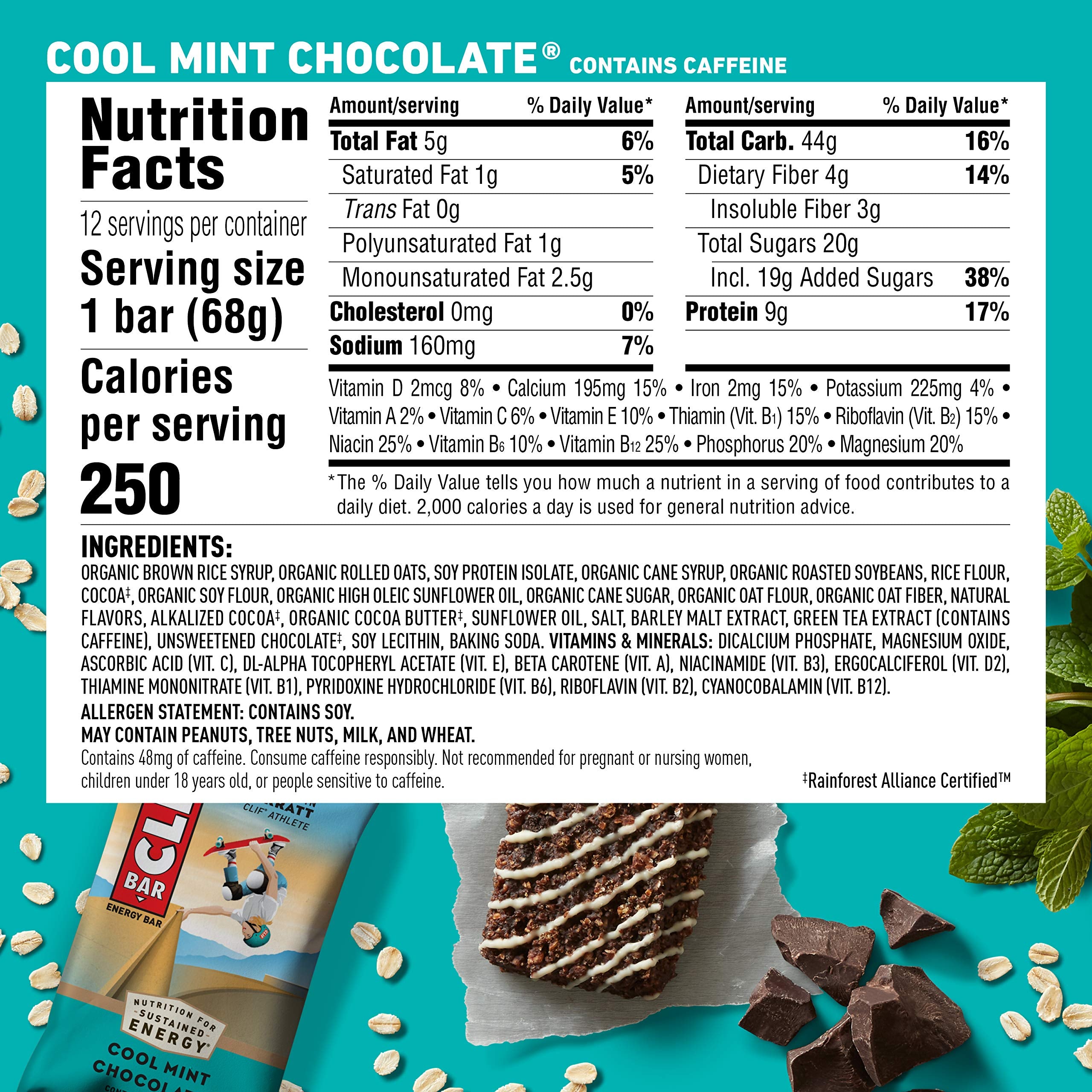 CLIF Bar cafeína con avena orgánica, inicio de día energizante