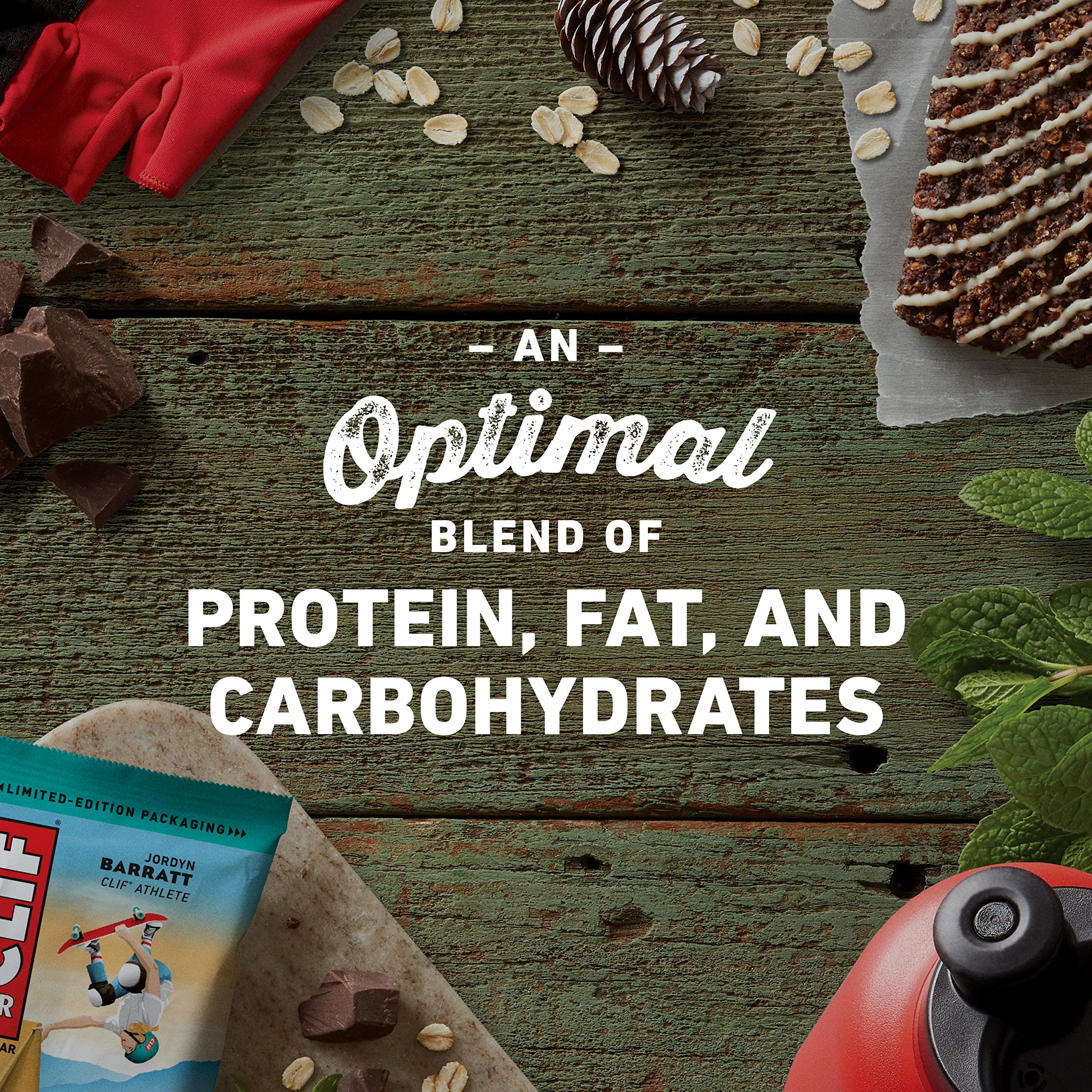 CLIF Bar primer plano sabor menta-chocolate, refrescante para entrenar