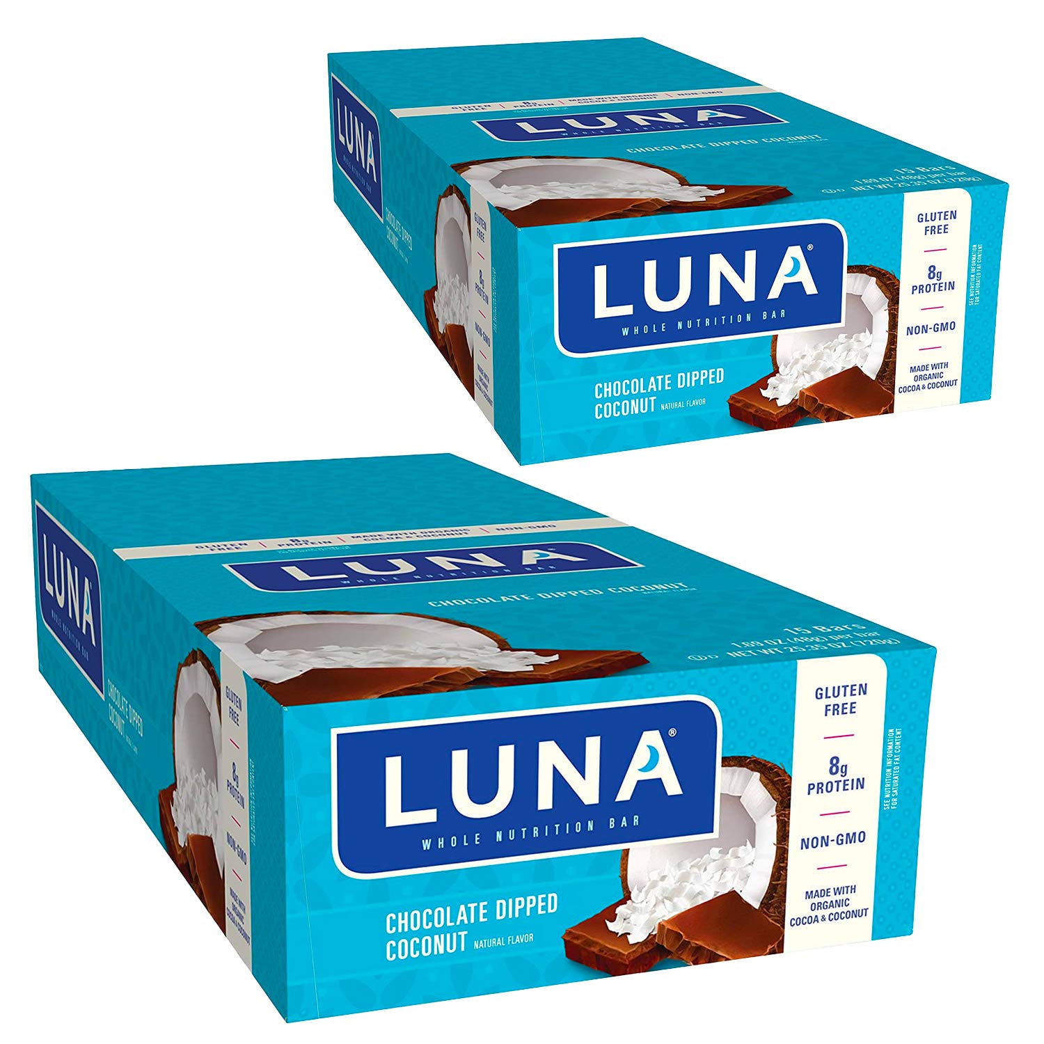LUNA BAR de CLIF con chocolate y coco, snack proteico para la merienda.