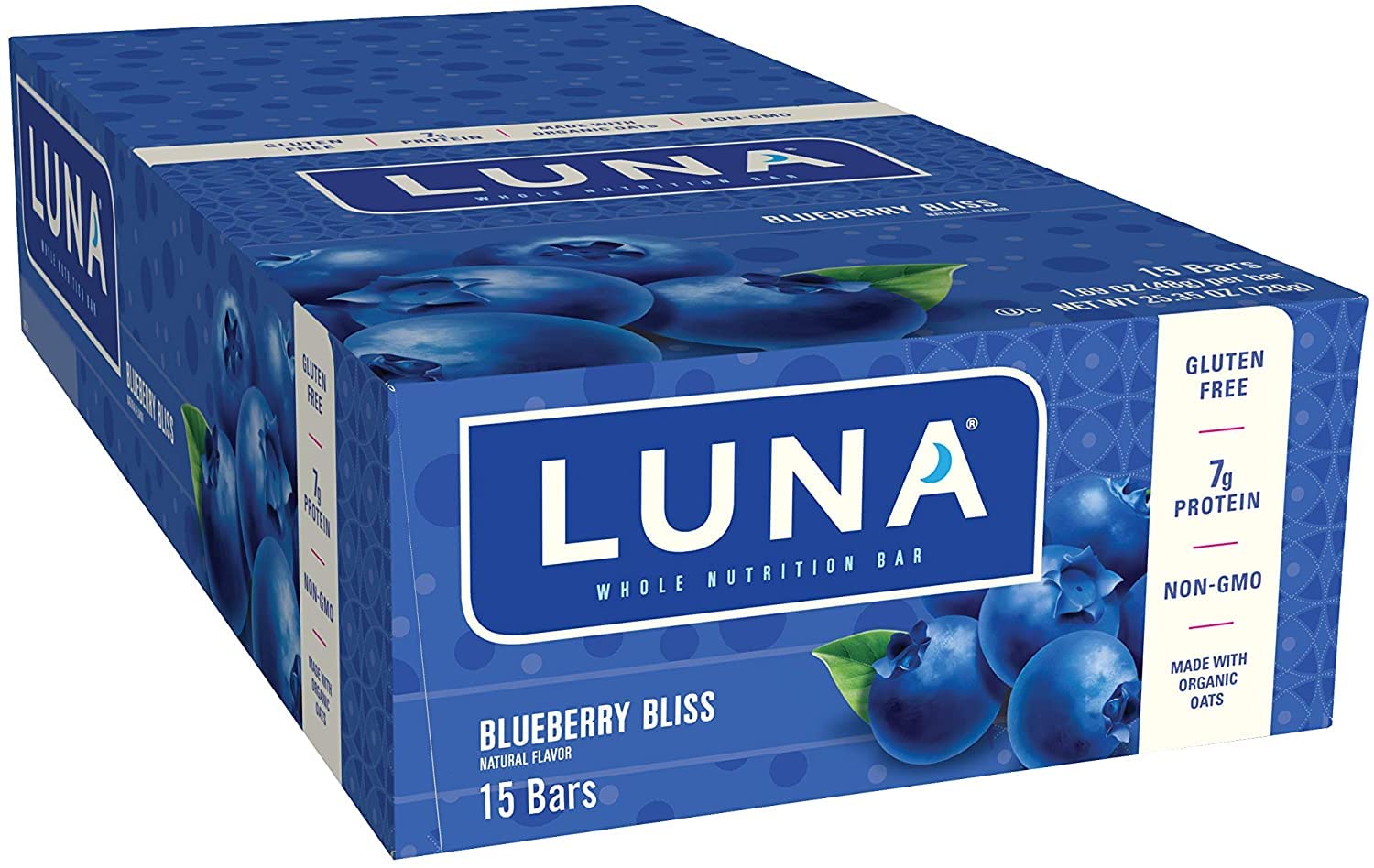 CLIF LUNA Blueberry Bliss: barra suave para energía entre comidas, opción vegana.