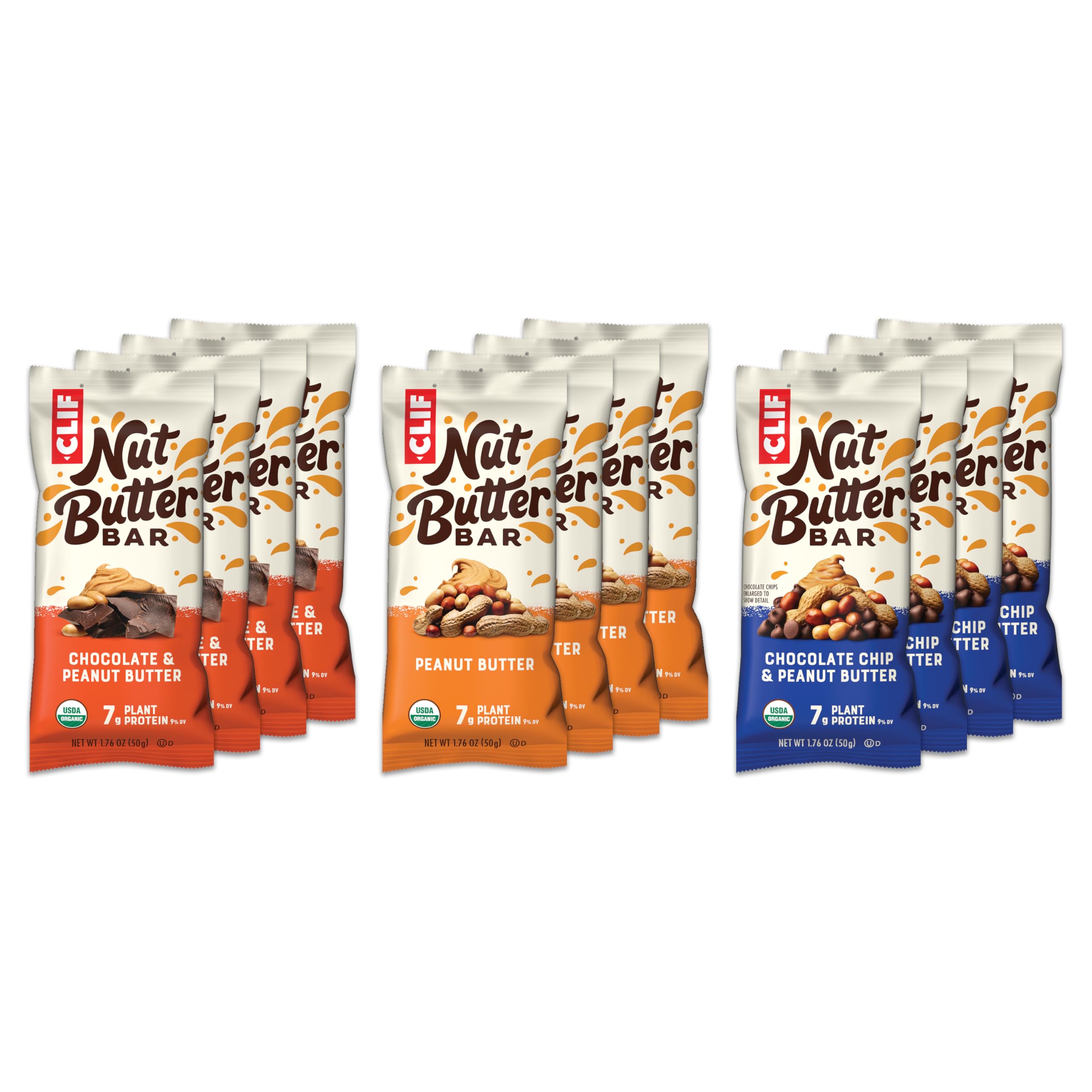 CLIF Barra Nut Butter variedad en caja de 12, snack práctico para llevar.