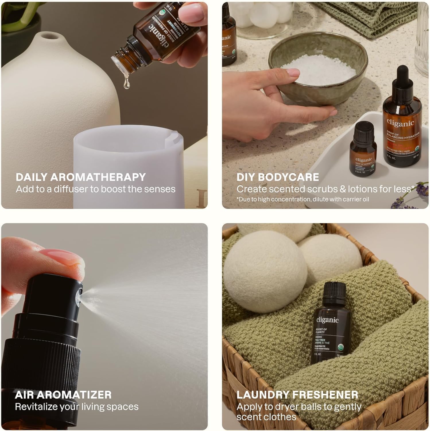 Cliganic aceite de árbol de té promueve cuidado de piel y cabello de forma natural.