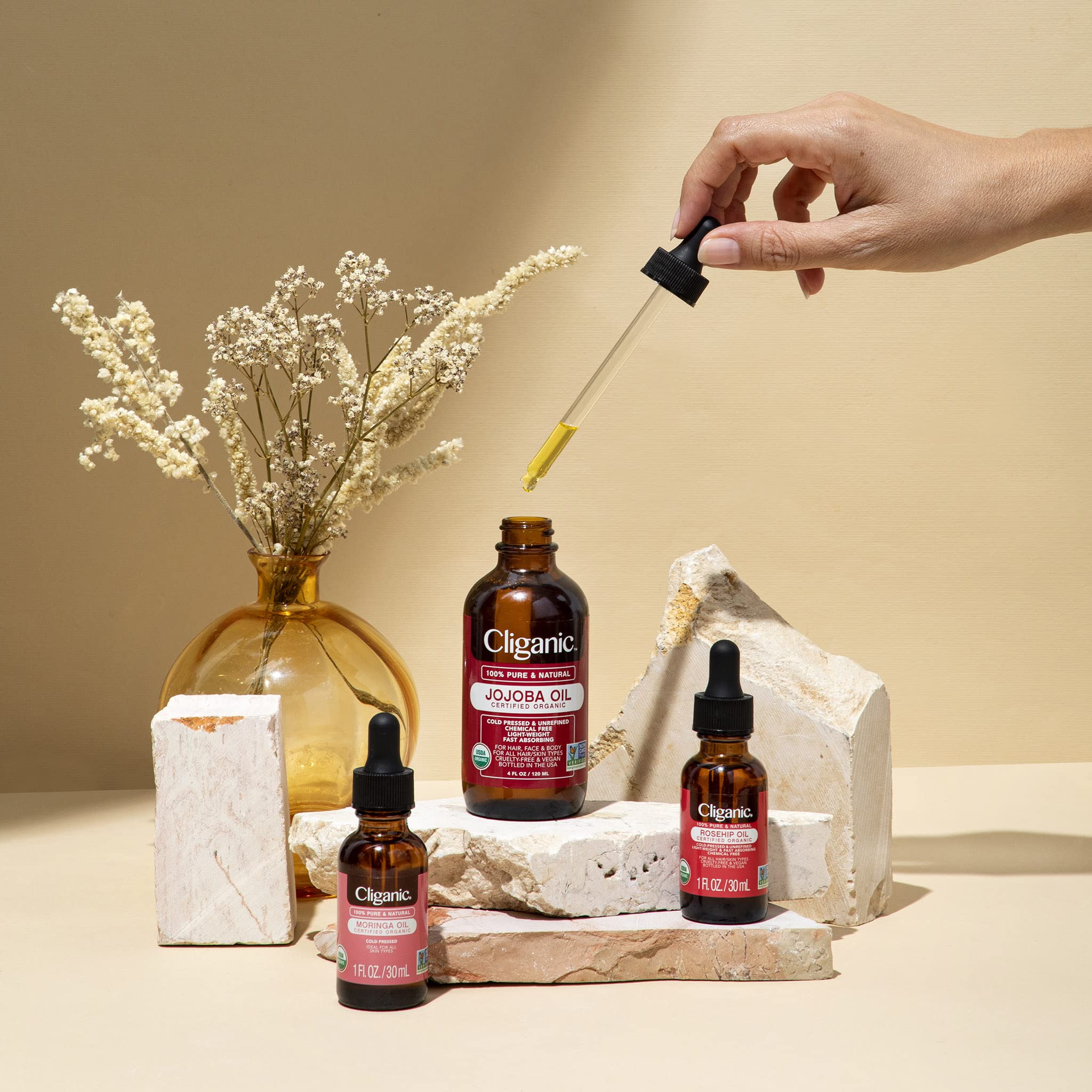 Cliganic Aceite de Moringa, tratamiento capilar para cabello suave.