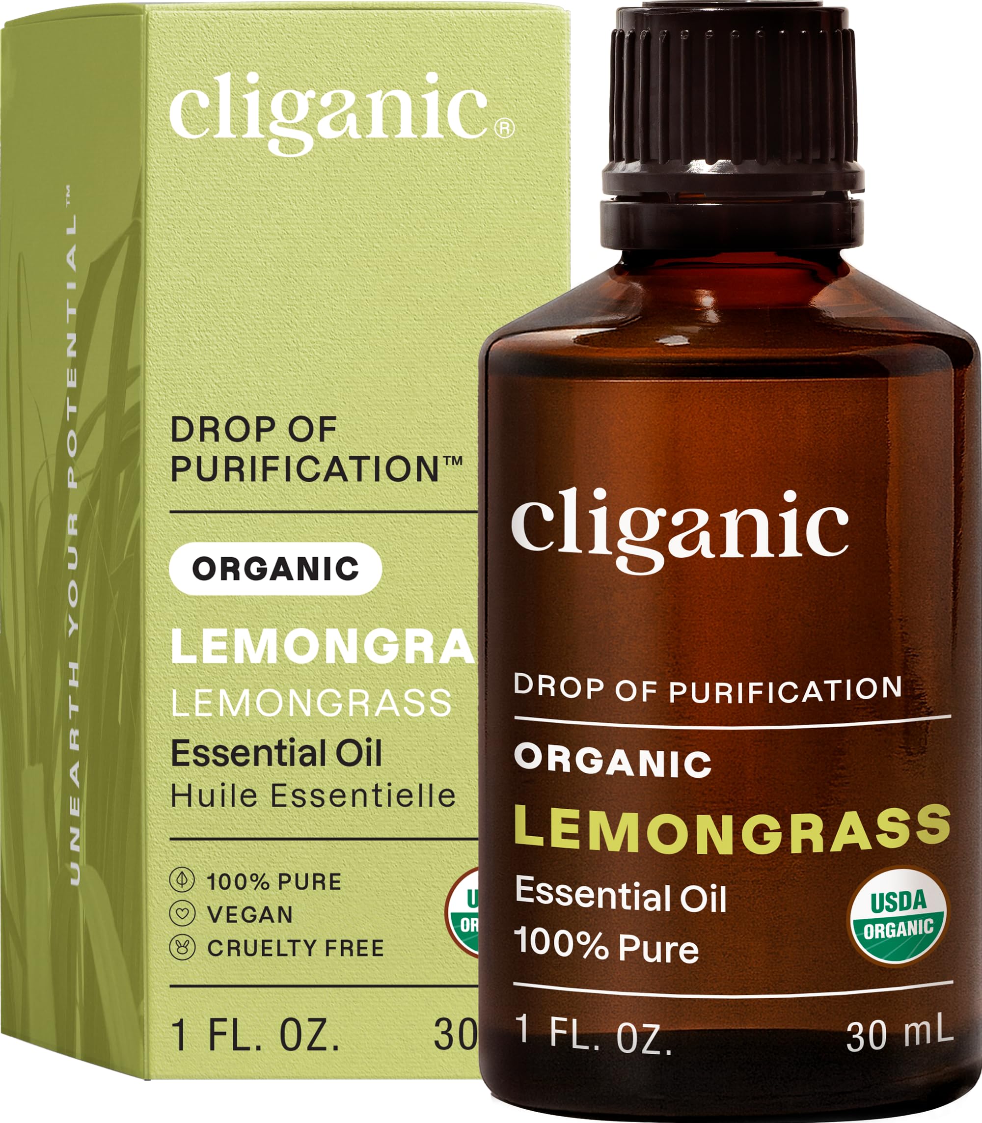 Cliganic aceite esencial citronela, botella vertida: ideal para difusor y aromaterapia