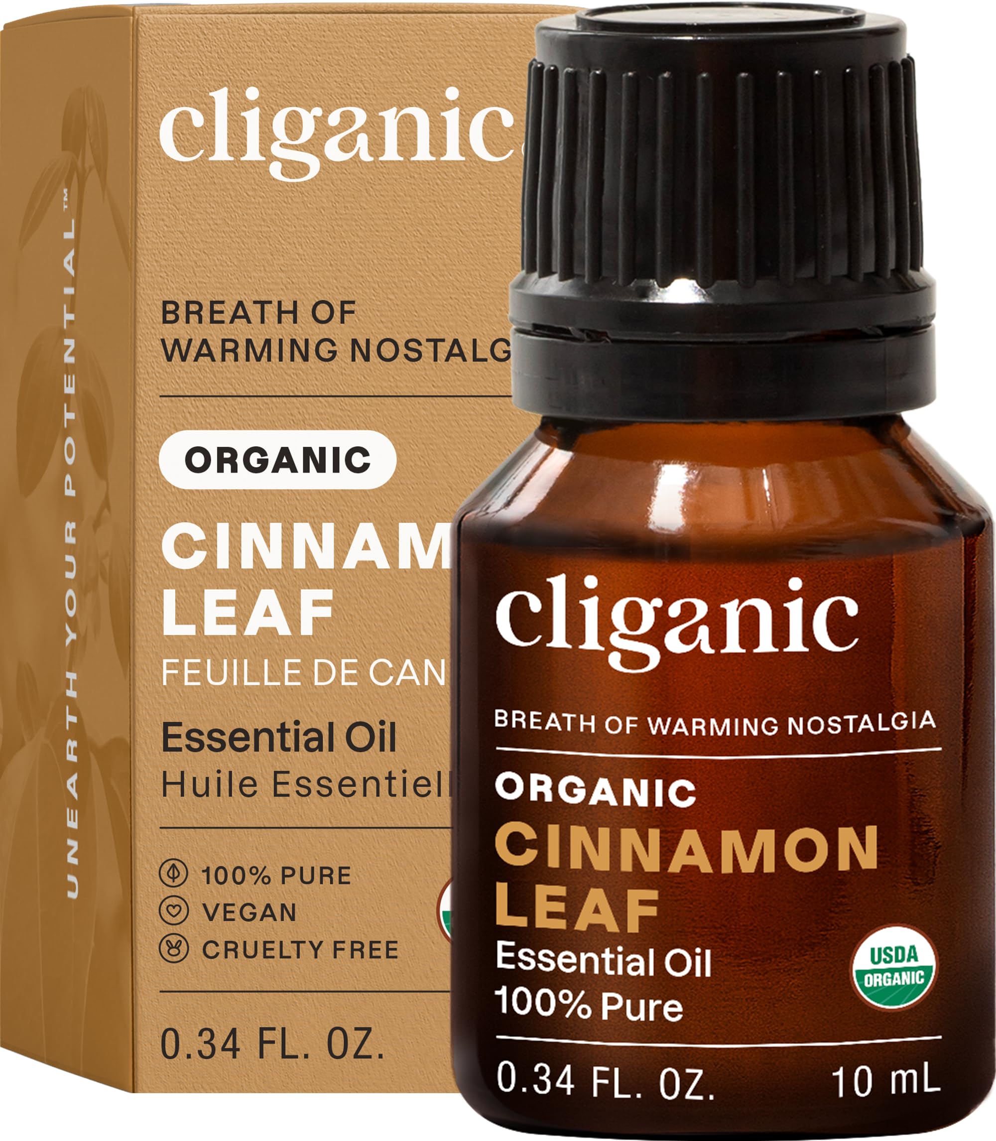 Cliganic aceite esencial hoja canela botella para aromaterapia cálida