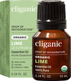 Aceite esencial de lima Cliganic en frasco, aroma fresco para difusor