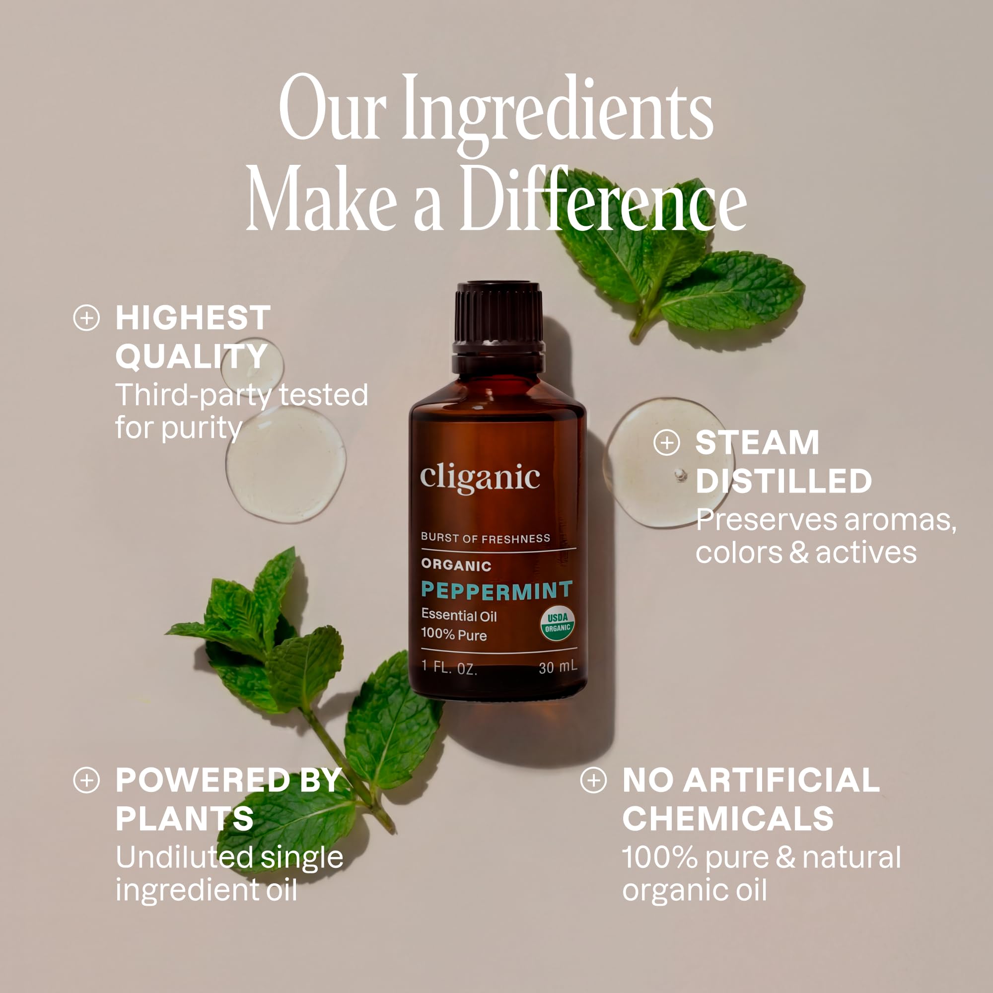 Difusor con aceite de menta Cliganic para ambiente fresco