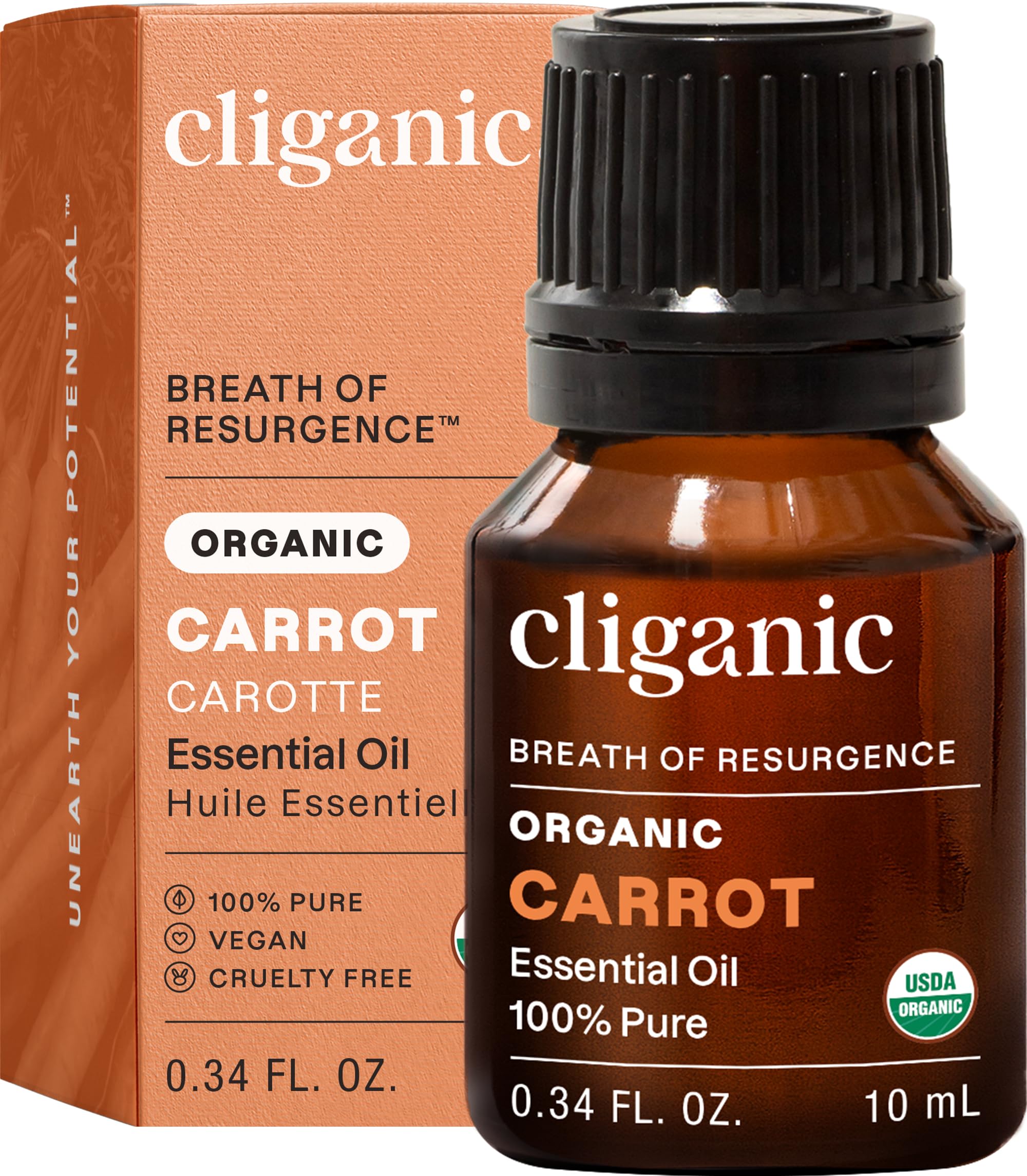 Cliganic Aceite esencial de semilla de zanahoria, botella vertida para perfumar ambientes