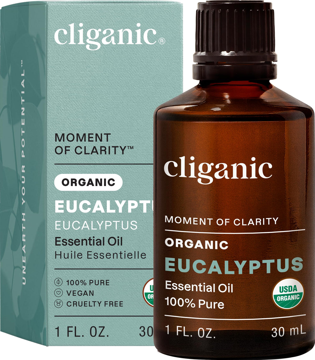 Cliganic aceite de eucalipto orgánico en botella, aroma puro para aromaterapia
