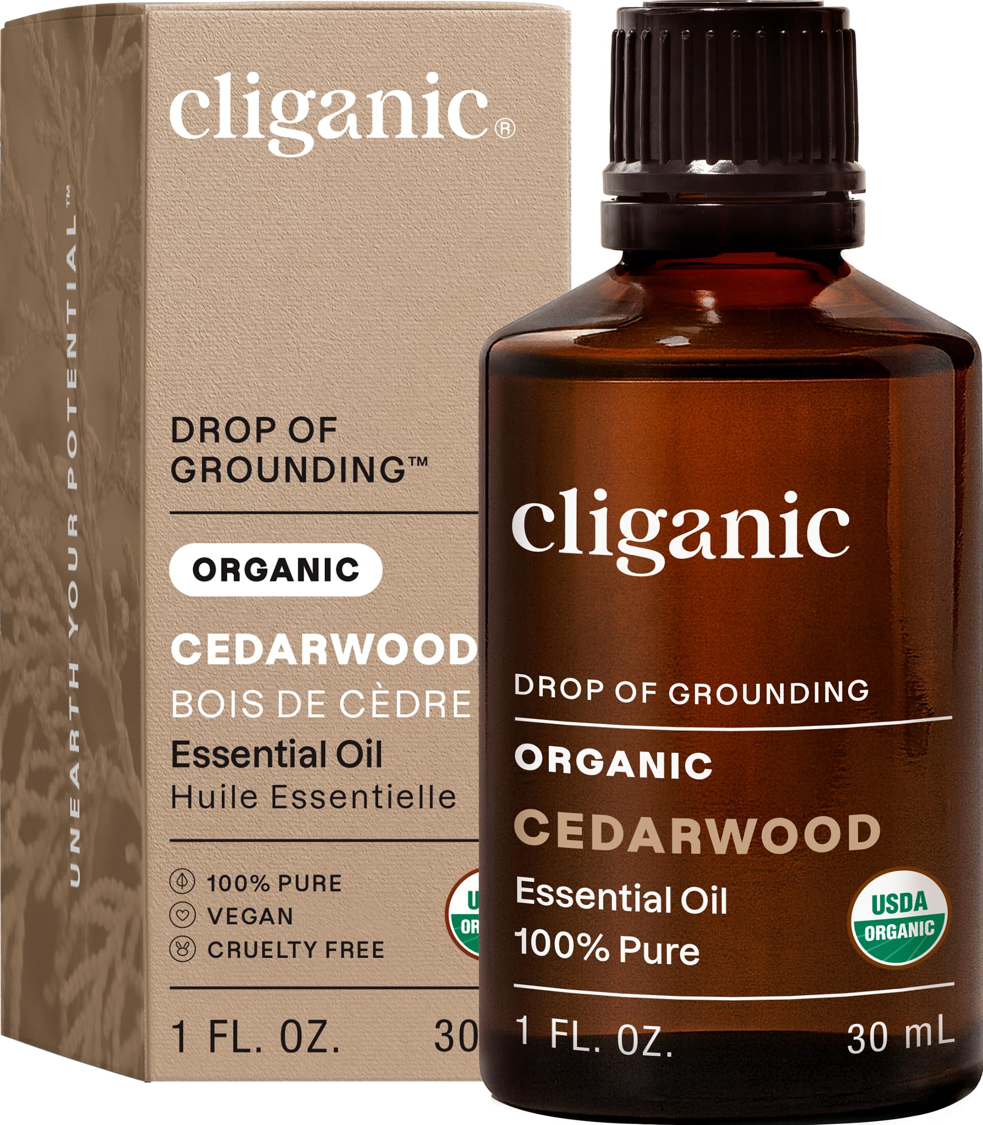 Cliganic Aceite Esencial de Cedro con gotero, ideal para difusor y relajación suave