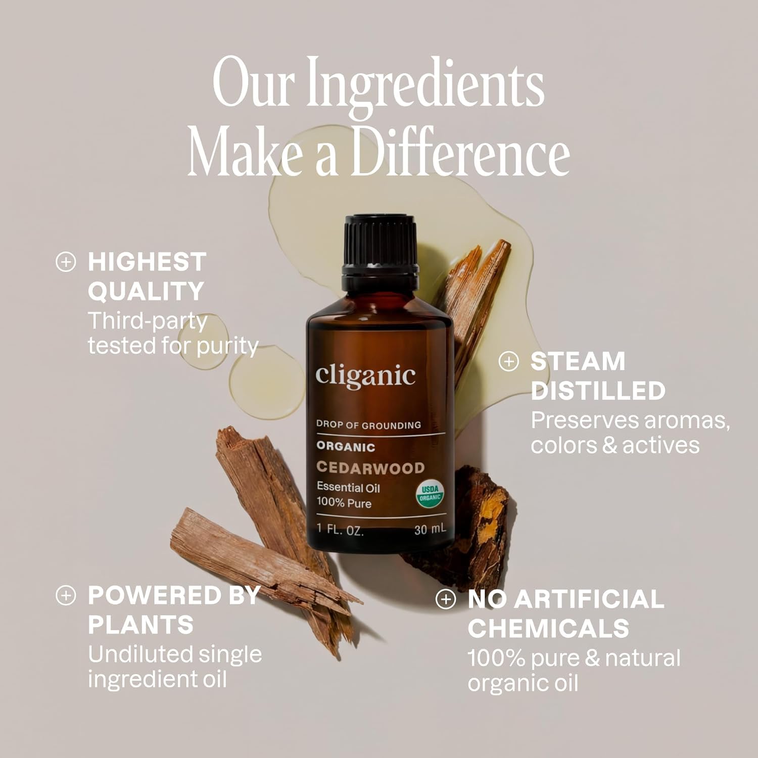 Cliganic cedro orgánico, difusor en uso para crear un ambiente calmante.