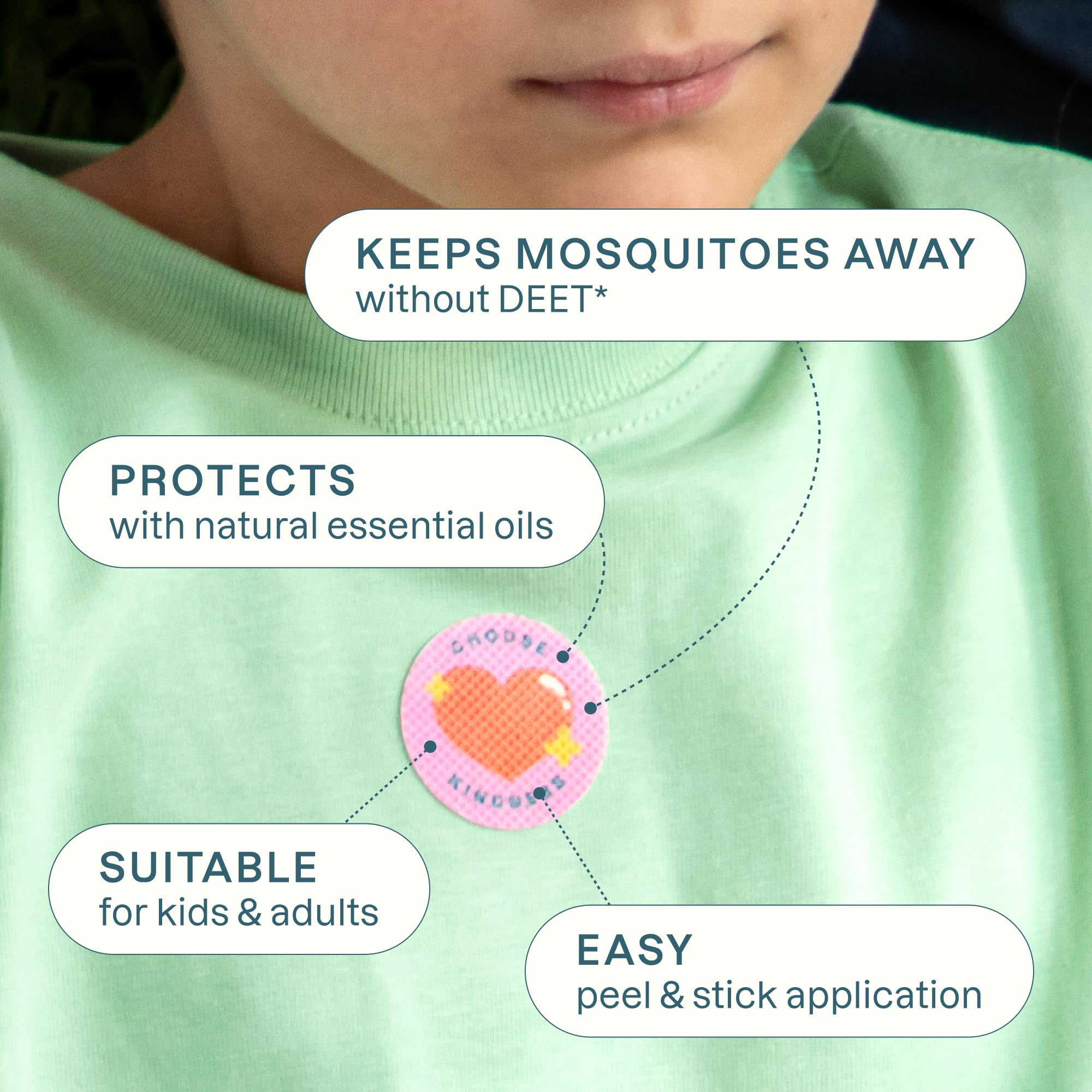Parche Cliganic con diseños divertidos para vivir al aire libre sin mosquitos.