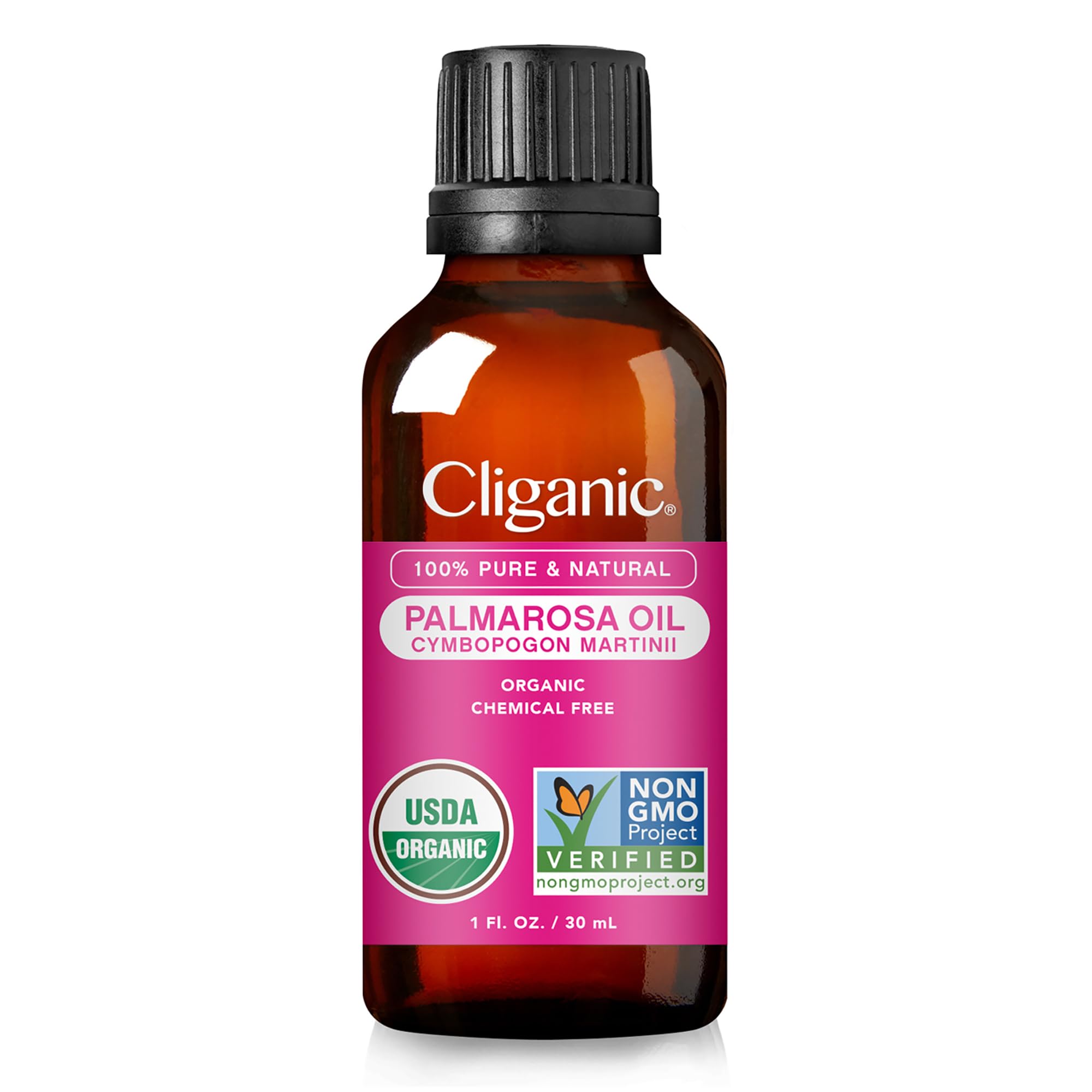 Cliganic Palmarosa: etiqueta certificada que garantiza orgánico y puro.
