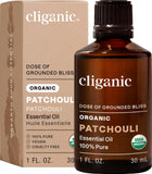 Cliganic Patchouli, aceite orgánico 100% puro para aromaterapia y bienestar emocional.