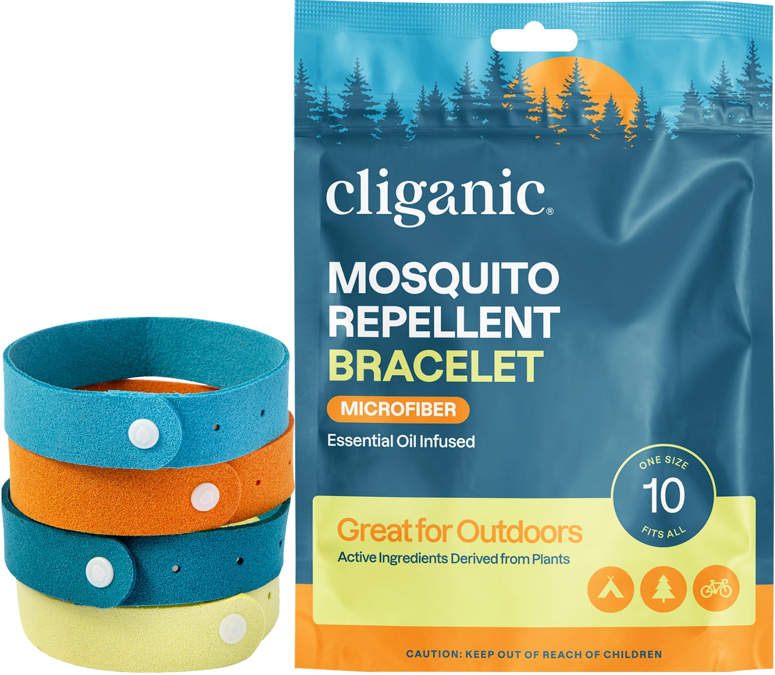 Cliganic pulseras mosquitos microfibra 10 cuentas, para uso exterior.