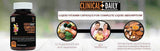Clinical Daily botella visible, etiqueta frontal, resalta mezcla de 42 frutas y verduras