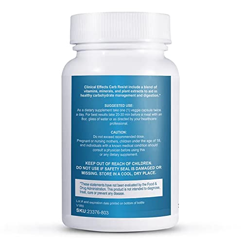 Clinical Effects Carb Resist, botella de cápsulas, opción para keto o bajo en carbohidratos