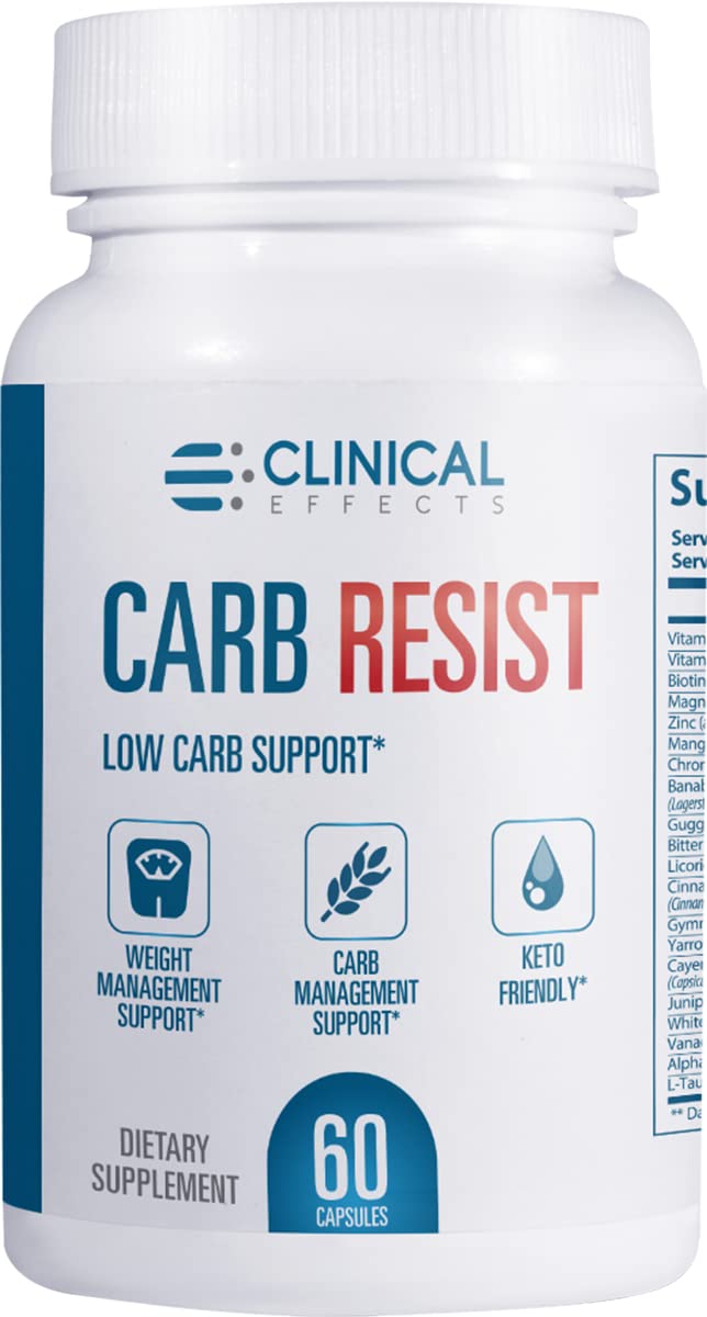 Clinical Effects Carb Resist, caja de cápsulas, posible apoyo a la gestión de carbohidratos