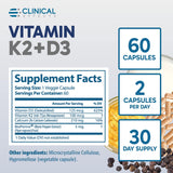 Clinical Effects Vitamina K2 + D3: interior del frasco con cápsulas de alta absorción