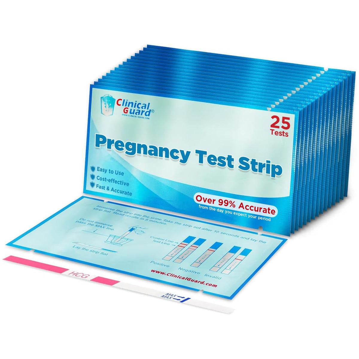 Tira de embarazo Clinical Guard muestra resultado en 5 minutos