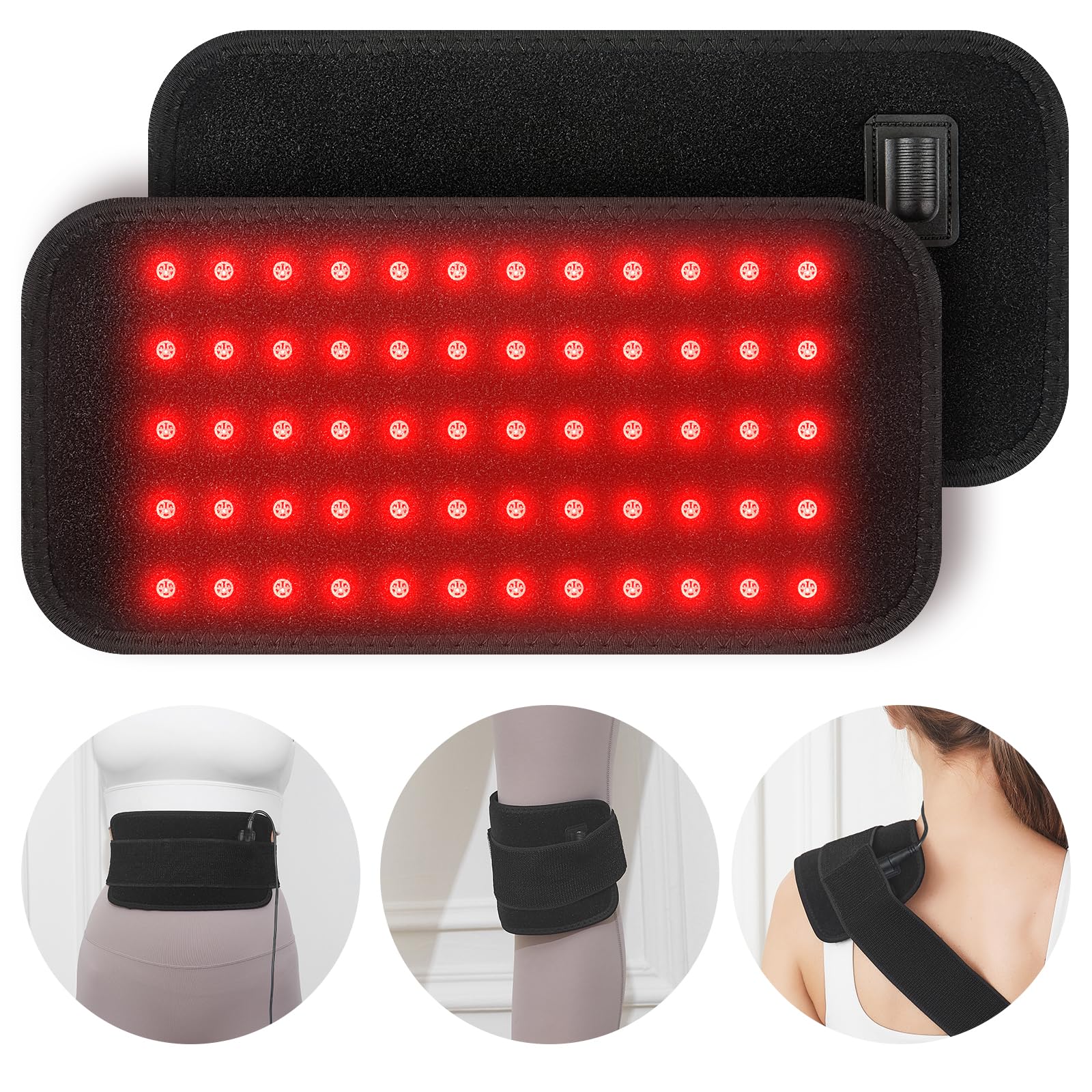CLMTAS cinturon terapia luz roja, enfoque en 660-850 nm para relajación muscular