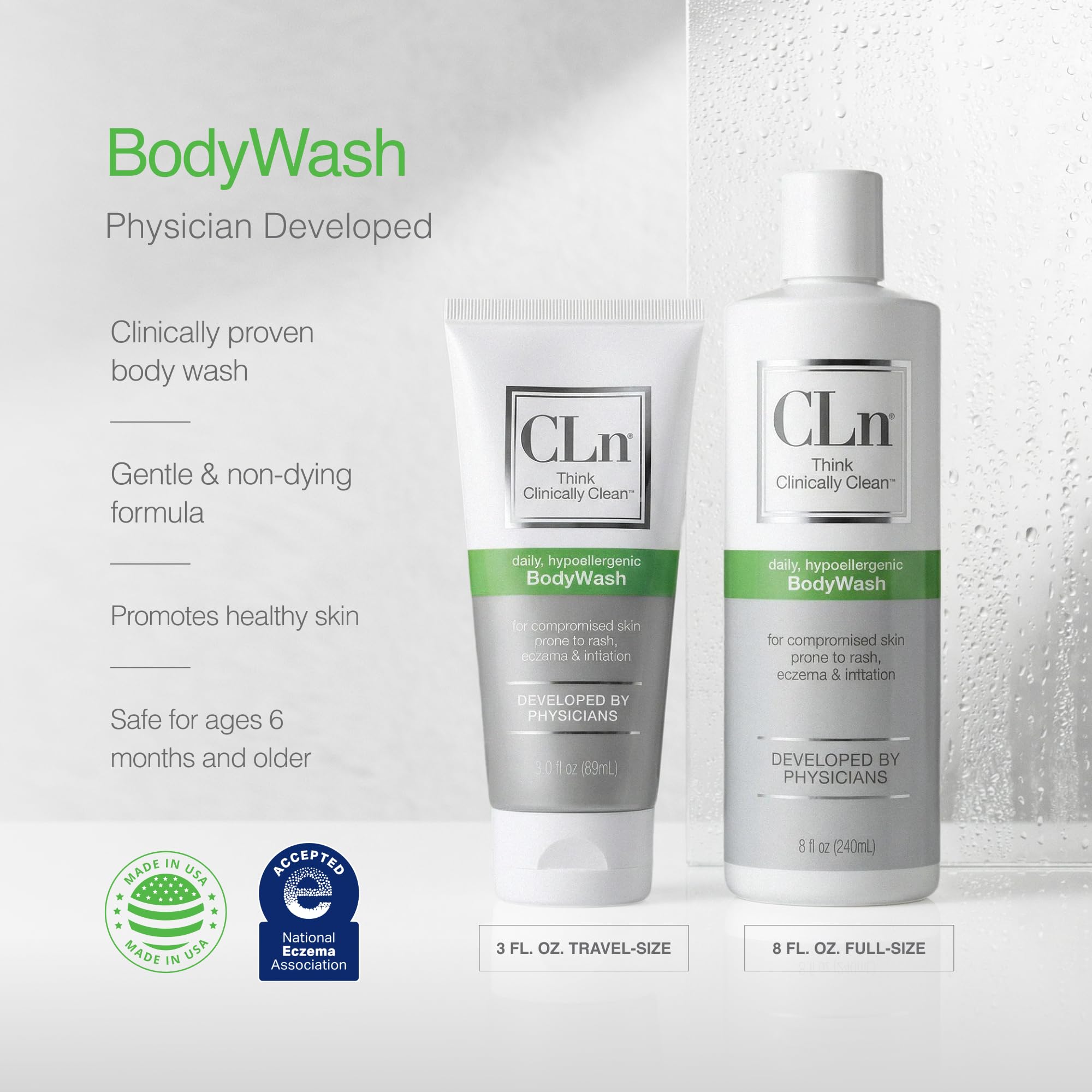 CLn limpiador corporal, sin fragancia, ideal para piel sensible