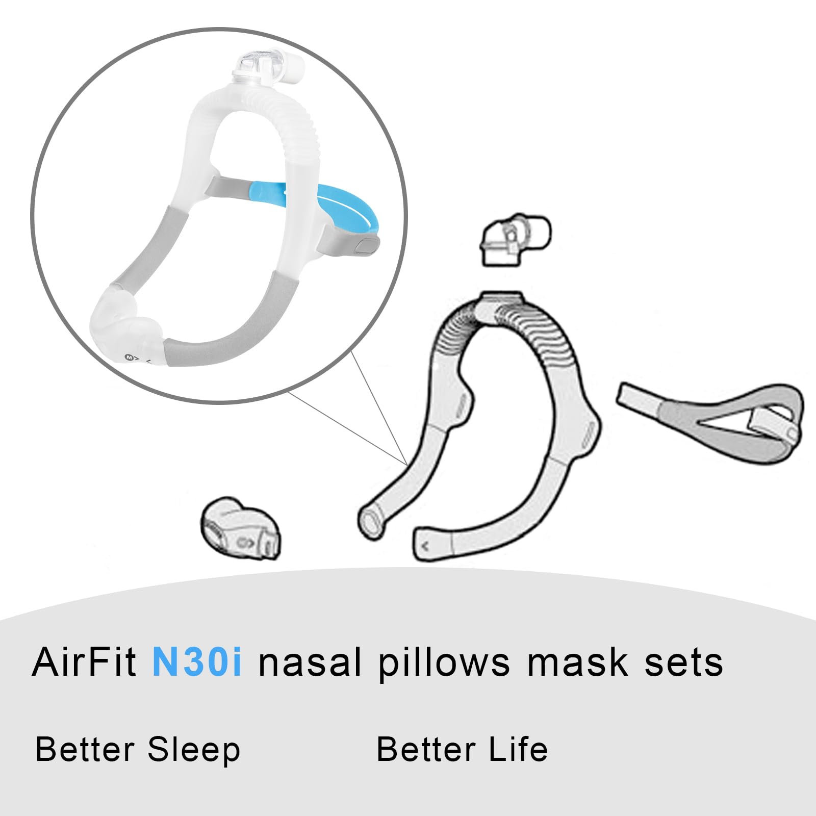 Juego de repuesto CLNRMA AirFit N30i con marco y accesorios para máscara nasal