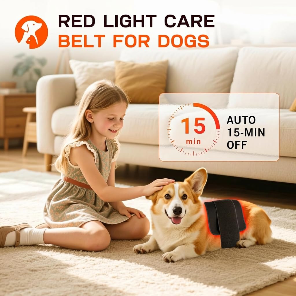 Banda de Luz Roja Clocness para perros, ajustable.