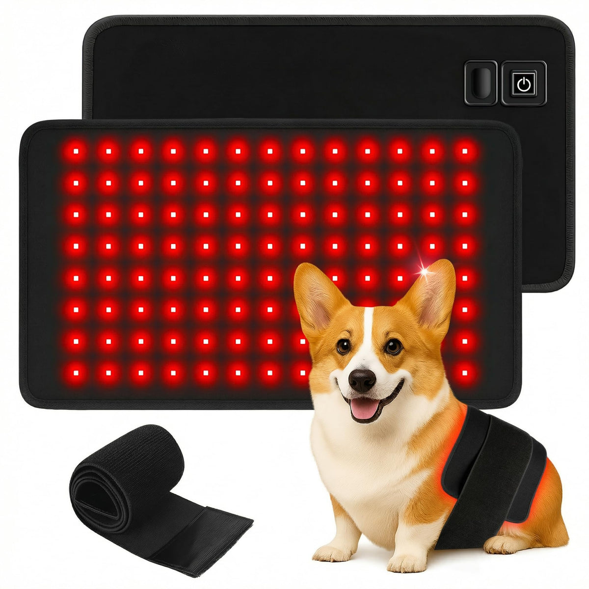 Cinturón de Luz Roja Clocness para perros con 120 LEDs y confort.