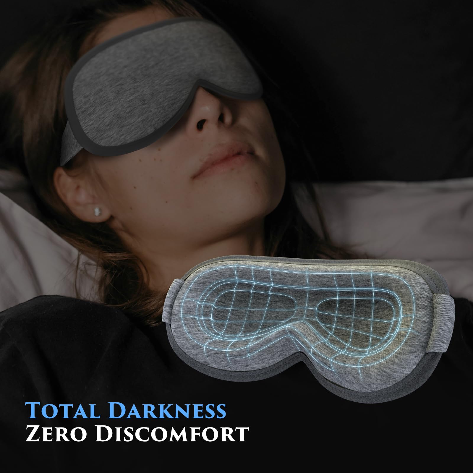 CLOMAY Antifaz para dormir con ajuste de cinta ofrece ajuste seguro.