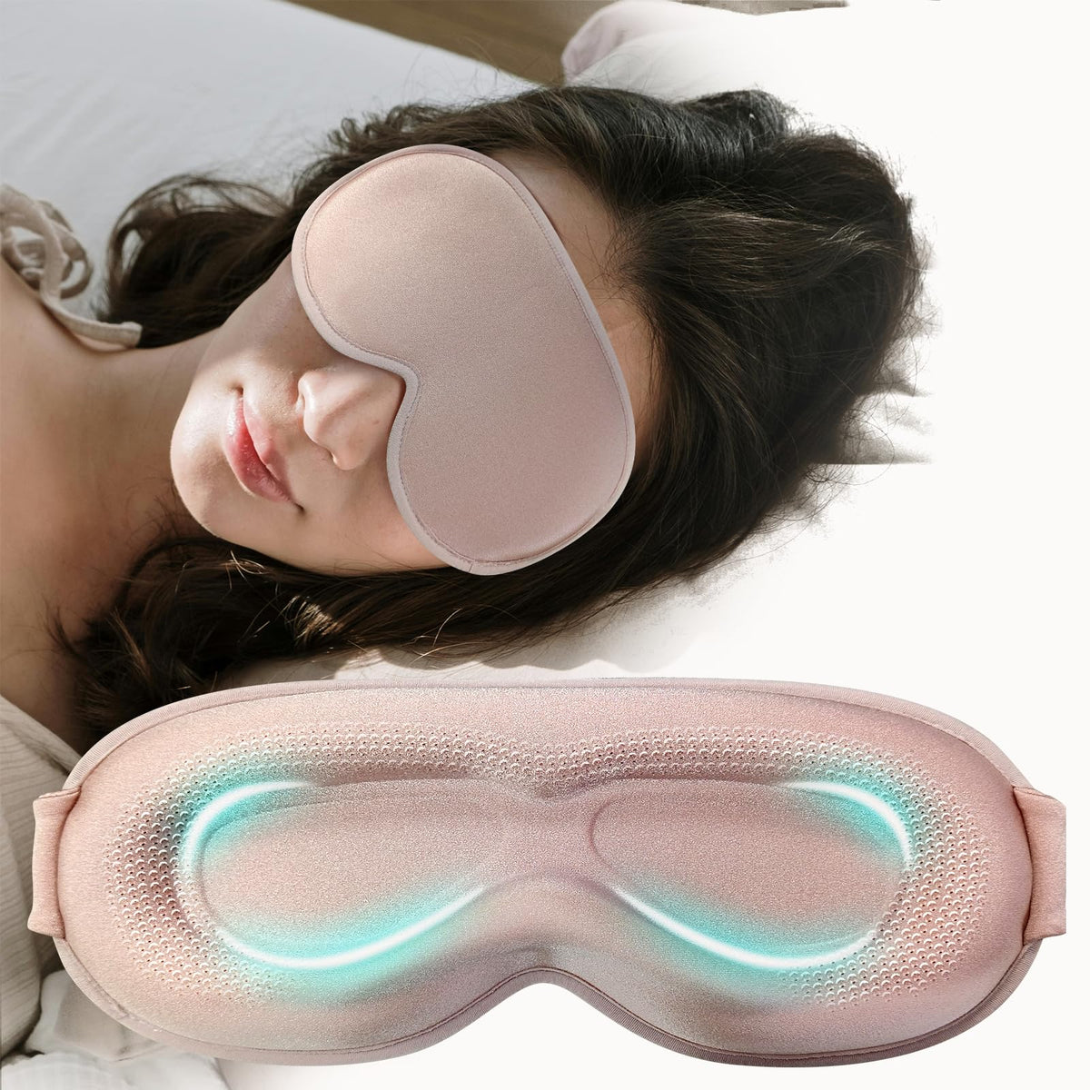 CLOMAY máscara ocular pesada, vista frontal, comodidad suave para dormir sin presión.