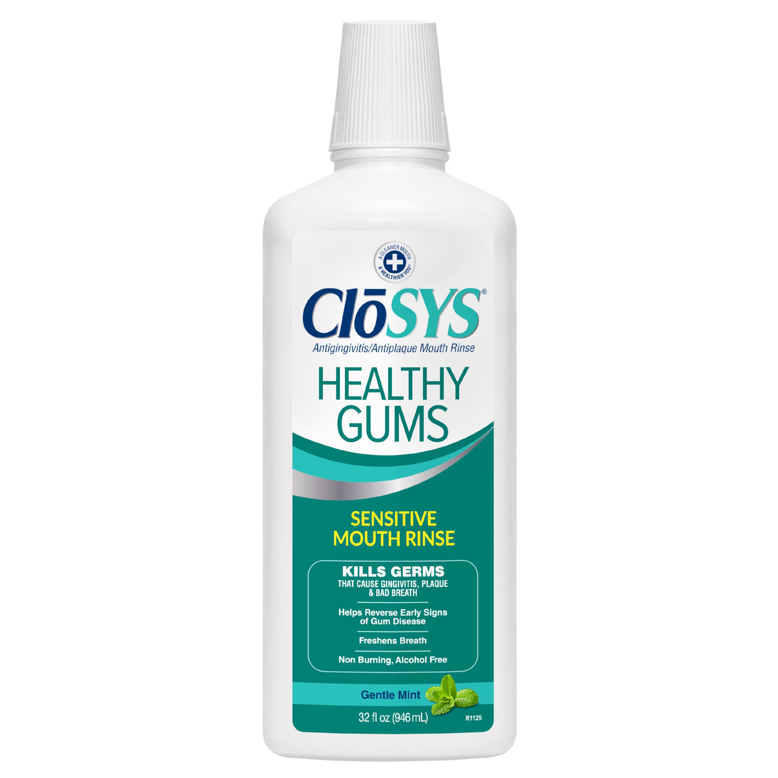 CloSYS: botella de enjuague bucal para encías saludables y aliento fresco.