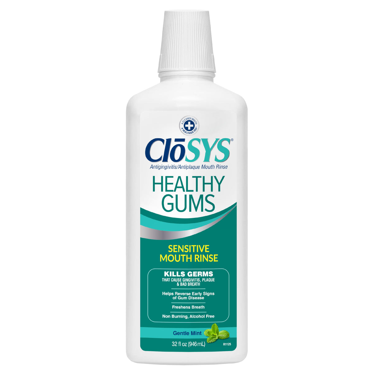 CloSYS: botella de enjuague bucal para encías saludables y aliento fresco.