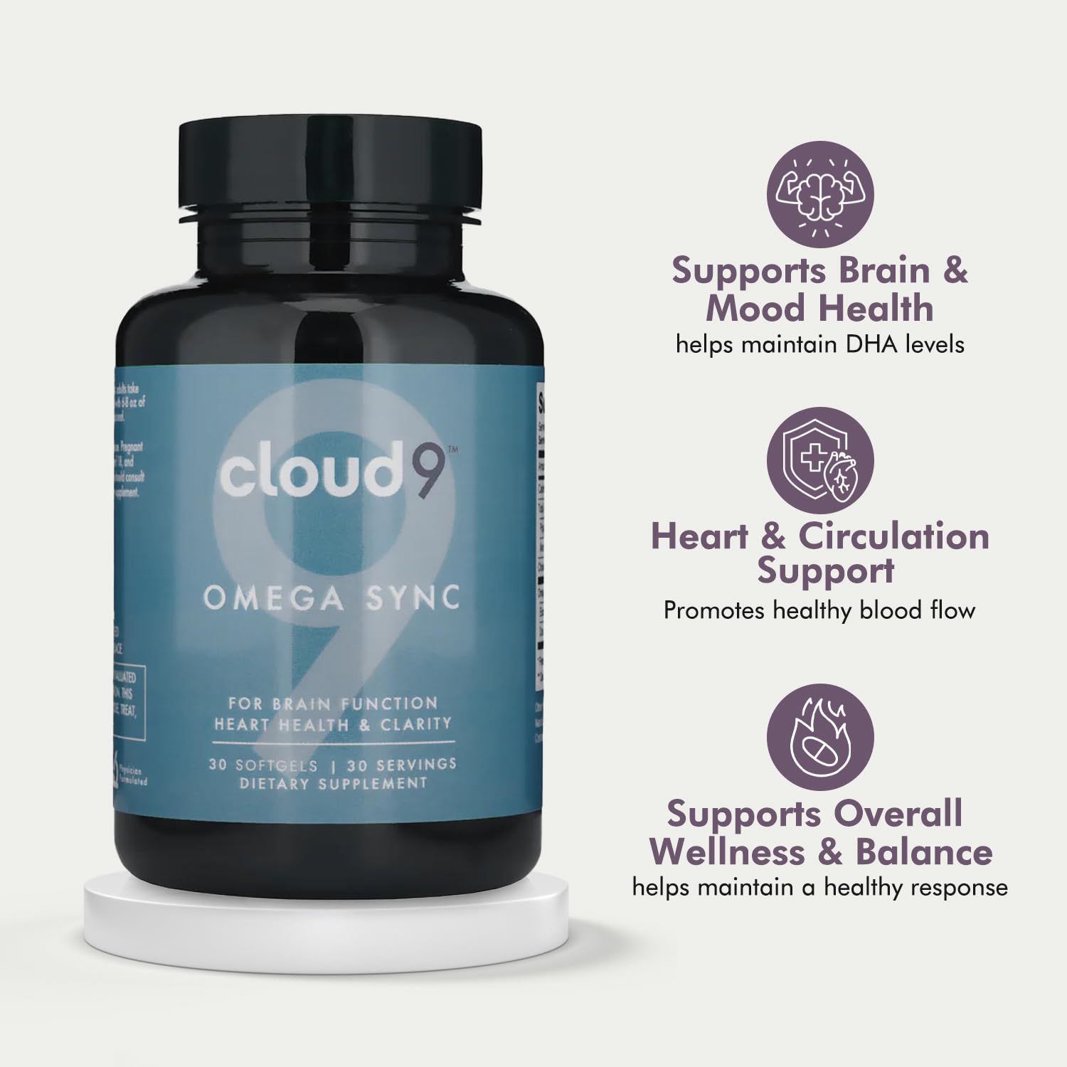 CLOUD9 BY REBOUND Omega Sync sabor limón en cápsulas para una toma agradable.