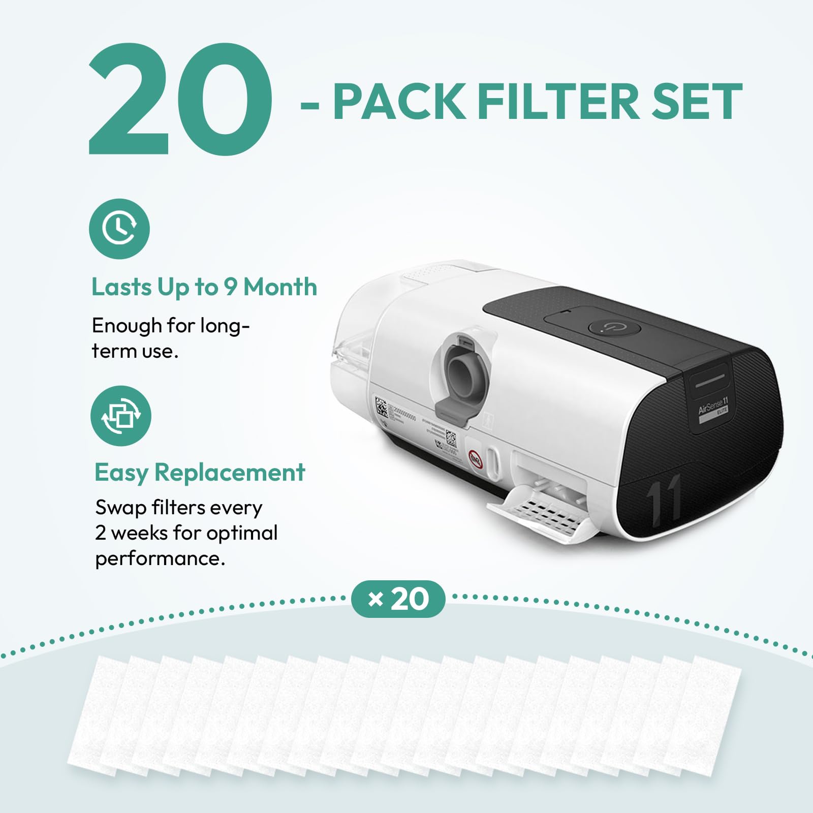 CLOUDCRUZE Kit completo AirSense 11 con 20 filtros y repuestos