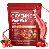 CNCHEF Cayenne Softgels: botella en vertido, apoyo potencial a la circulación diaria