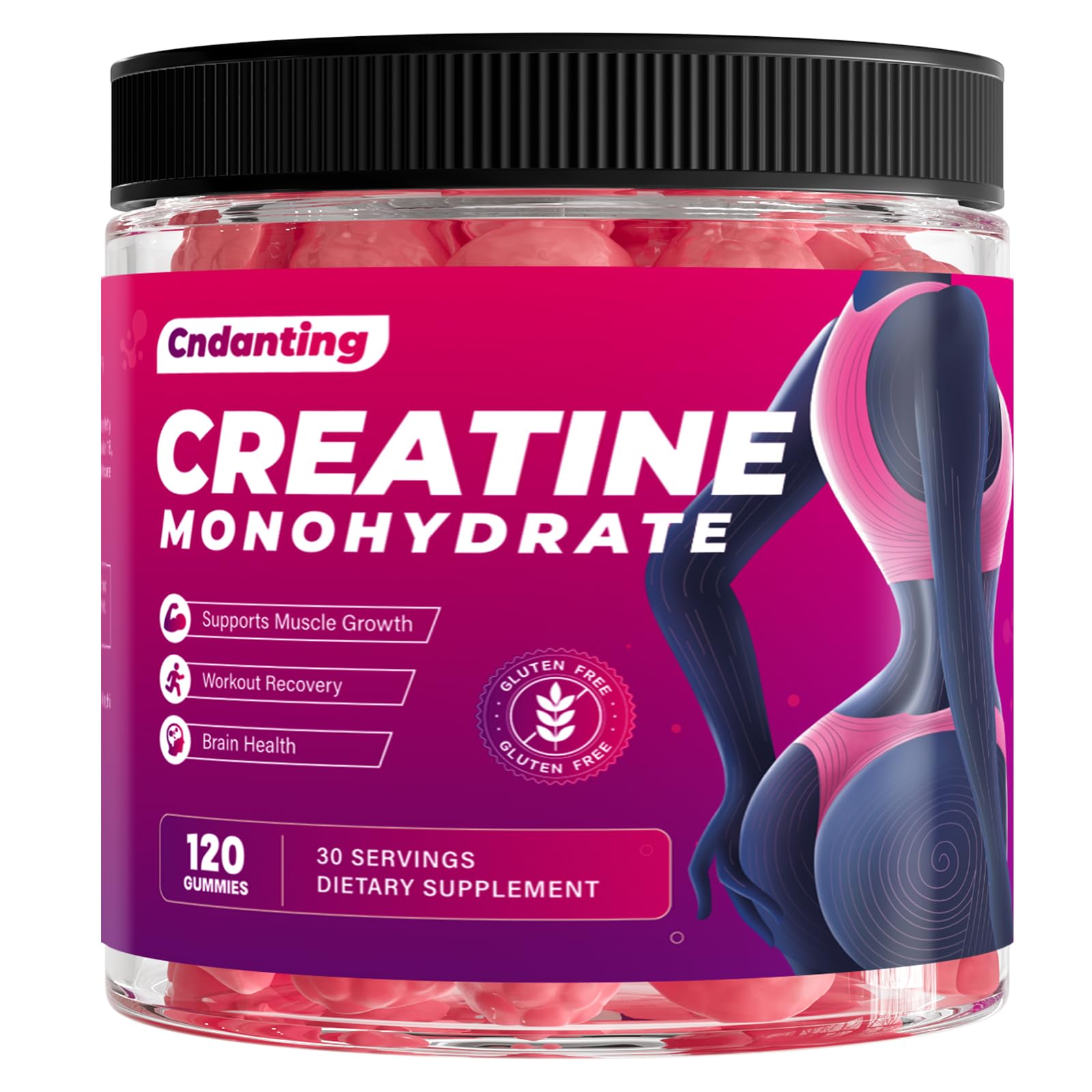 Gominolas de Creatina CNDANTING sabor fresa en botella para entrenamientos consistentes