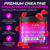 CNFHDI gomitas de creatina, vista trasera, información de ingredientes para decisión informada.