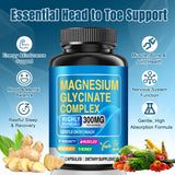 CNFHDI Magnesio glicinato 300 mg en cápsulas, absorción alta para recuperación muscular.