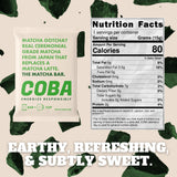 COBA barra chocolate cafeina Matcha para sabor suave