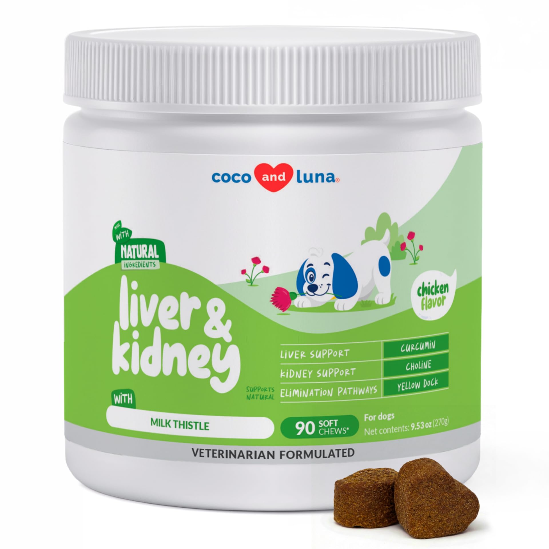 Coco y Luna Cardo Mariano para perros — caramelos masticables para apoyo hepático