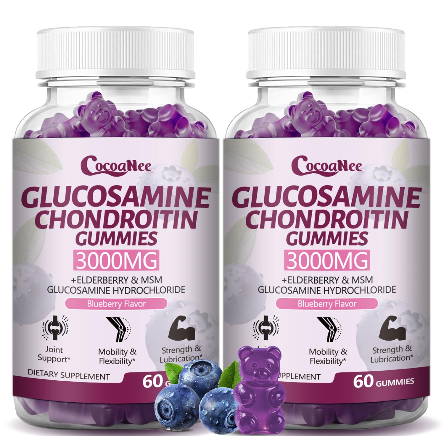 CocoaNee: dos packs de gomitas gluco-condroitina en empaque práctico.