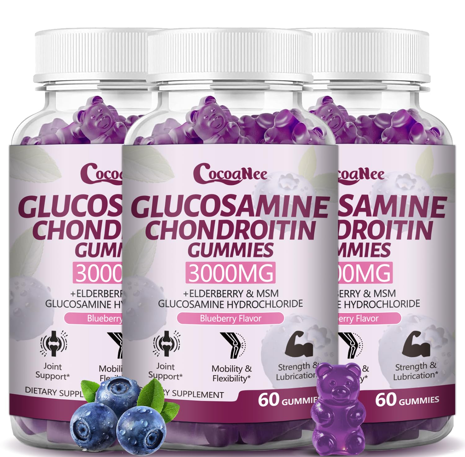 CocoaNee empaquetado: tres packs de gominolas para uso diario.